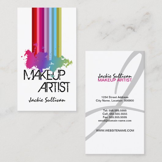 Color Splash Makeup Artist Visitenkarte (Vorne/Hinten)