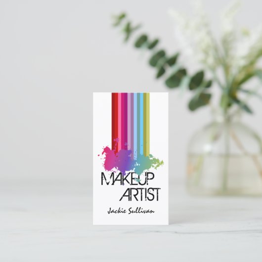Color Splash Makeup Artist Visitenkarte (Stehend Vorderseite)