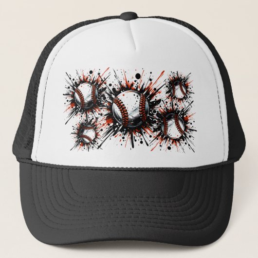 Color Splash of Baseballs Trucker Hat Truckerkappe (Vorderseite)