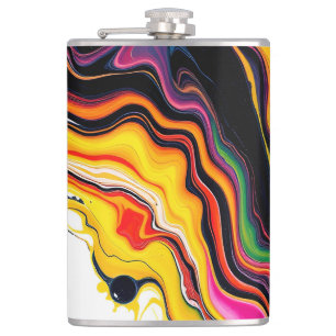 Color Splash Swirl - Vibrant Abstract Drip Art Flachmann