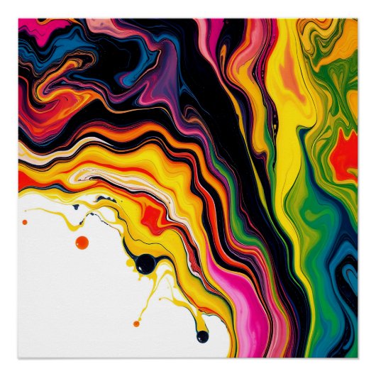 Color Splash Swirl - Vibrant Abstract Drip Art Poster (Vorderseite)