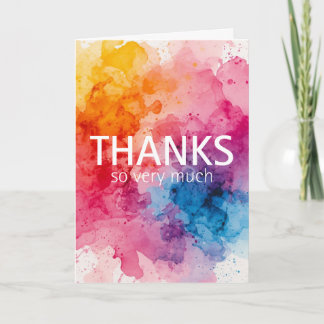 Color Splash Thank You Folded Greeting Card Karte