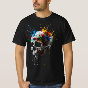 Color Splash Totenkopf T-Shirt Künstlerischer To