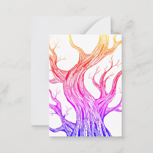 Color Spooky Abstract Tree Pen Drawing Mitteilungskarte (Vorderseite)