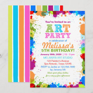 Color Spritzer Art Geburtstagsparty Einladung