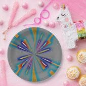 Color Starburst on Grey Pappteller (Party)