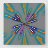 Color Starburst on Grey Quadratische Wanduhr (Vorderseite)
