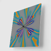 Color Starburst on Grey Quadratische Wanduhr (Winkel)
