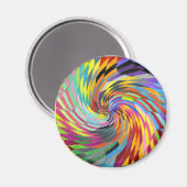 Color Swirl Checkered Psychedelic Mandala Magnet (Vorderseite/Rückseite)