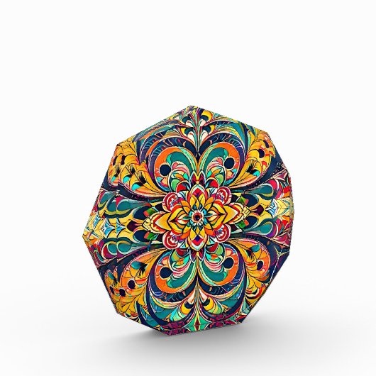 Color Symphony Mandala – Bold Psychedelic Floral Fotoblock (Links)