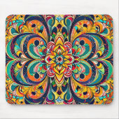 Color Symphony Mandala – Bold Psychedelic Floral Mousepad (Vorne)