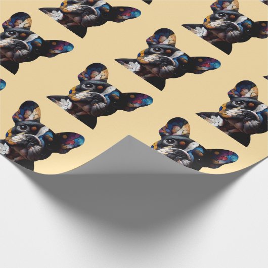 Color Theory Frenchie Geschenkpapier (Ecke)