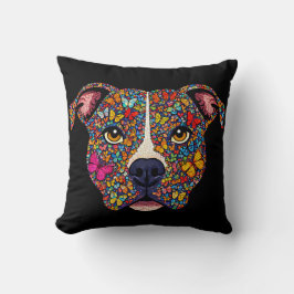 Color Therapy Butterfly Dog Portrait Pitbull Mama Kissen