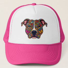 Color Therapy Butterfly Dog Portrait Pitbull Mama Truckerkappe
