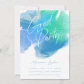 Color Wash Blue Green Grad Party Einladung (Vorderseite)