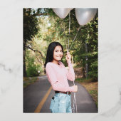 Color Wash Blue Green Grad Party Silver Folieneinladung (Rückseite)