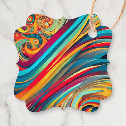 Color Wave Fusion – Modern Abstract Swirl Art Geschenkanhänger (Rückseite)