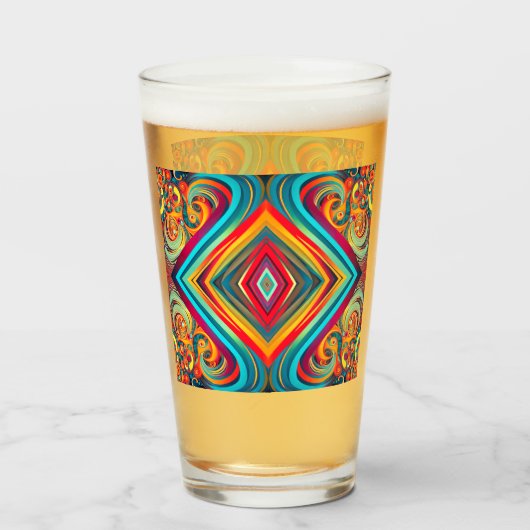 Color Wave Fusion – Modern Abstract Swirl Art Glas (Rückseite (gefüllt))