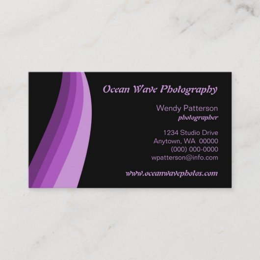 Color Waves Business Card, Lila Visitenkarte (Vorderseite)