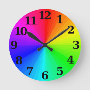 Color Wheel Clock - Big Numbers Runde Wanduhr