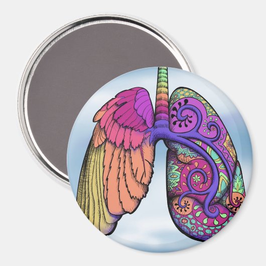 Color Winged Paisley Lung Magnet (Vorderseite/Rückseite)