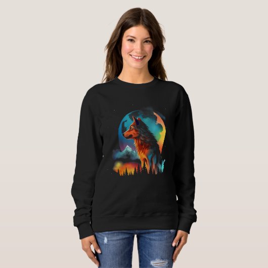 Color Wolf Mountains  Graphics Sweatshirt (Vorne ganz)