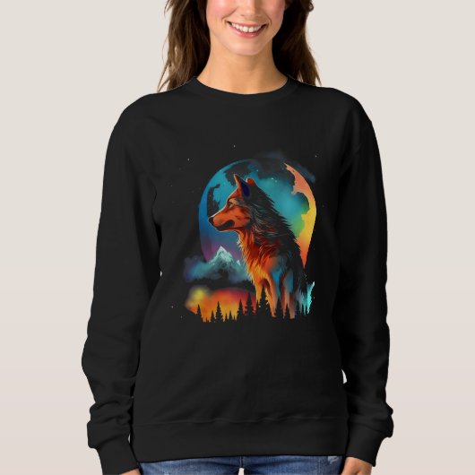 Color Wolf Mountains  Graphics Sweatshirt (Vorderseite)