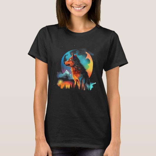 Color Wolf Mountains  Graphics T-Shirt (Vorderseite)