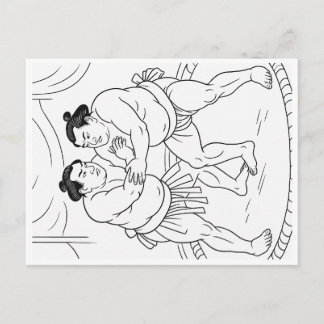 Color Your Sumo! Japanese Sumo Wrestler Coloring P Feiertagspostkarte