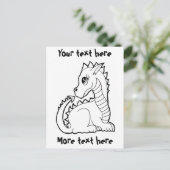 Colorable Kawaii Dragon Postkarte (Stehend Vorderseite)