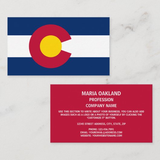 Coloradan Flag, Flagge Colorado Visitenkarte (Vorne/Hinten)