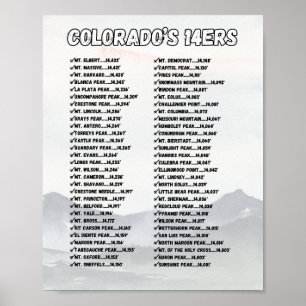 Colorado 14ers Poster - Anpassbare Checkliste