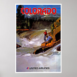Colorado-Angeln-Kunst United Airlines Reiseplakat Poster