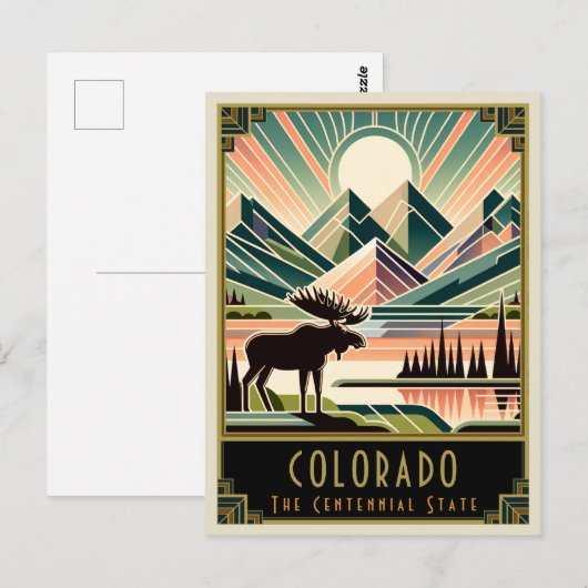 Colorado | Art Deco Postkarte (Vorne/Hinten)