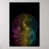 Colorado Art Nouveau Midnight Peacock Illustration Poster (Vorne)