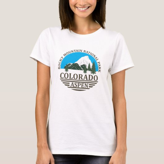 Colorado Aspen Skigebiet Blau Himmel T-Shirt (Vorderseite)