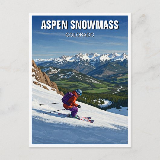 Colorado Aspen Snowmasseschilder Skifahren Postkarte (Vorderseite)
