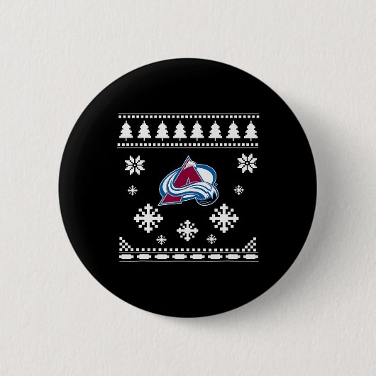 Colorado Avalanche hässlicher Weihnachtspullover H Button (Vorderseite)