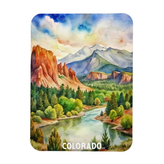 Colorado Berge Aquarellbilder Magnet (Vertikal)