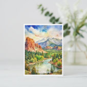 Colorado Berge Aquarellbilder Postkarte (Stehend Vorderseite)