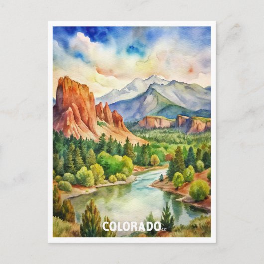 Colorado Berge Aquarellbilder Postkarte (Vorderseite)