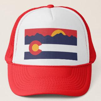 Colorado-Berge und Flaggen-Hut Truckerkappe