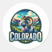 Colorado, Bighornschaf aus Rocky Mountain, Runder Aufkleber (Vorderseite)