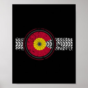 Colorado Bike Flag Mountainbike Radfahren Radfahre Poster