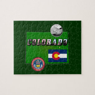 Colorado Bild Text, Flagge, Siegel, Vierteldollar, Puzzle