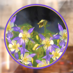 Colorado Blue Columbine Gemälde - Original Kunst Fensteraufkleber