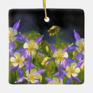 Colorado Blue Columbine Painting - Original Art Keramikornament