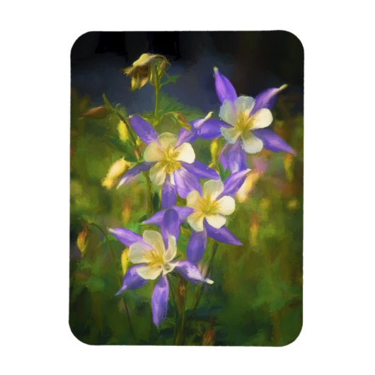 Colorado Blue Columbine Painting - Original Art Magnet (Vertikal)