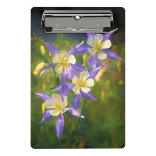 Colorado Blue Columbine Painting - Original Art Mini Klemmbrett