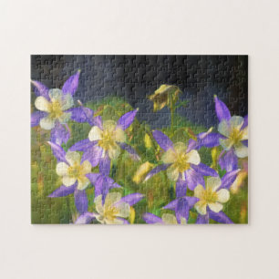 Colorado Blue Columbine Painting - Original Art Puzzle